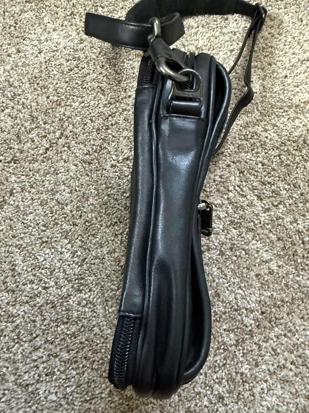 TUMI Leather Crossbody Bag - Black